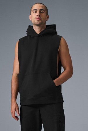 Sudadera con Capucha Alo Yoga Renown Sleeveless Hombre Negras | España CTDL-09168