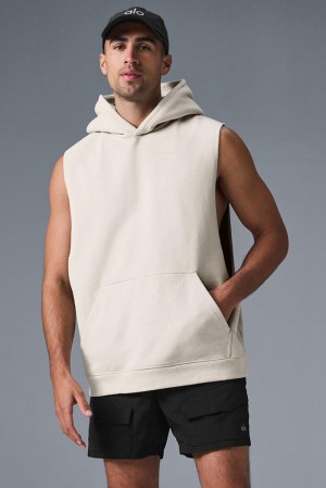 Sudadera con Capucha Alo Yoga Renown Sleeveless Hombre Bone | España BTEI-02738