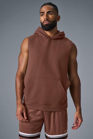 Sudadera con Capucha Alo Yoga Renown Sleeveless Hombre Chestnut | España PRCK-86425