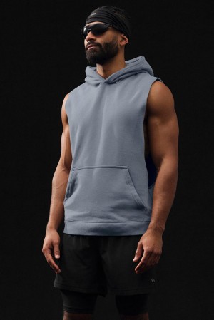 Sudadera con Capucha Alo Yoga Renown Sleeveless Hombre Gris | España KZMY-30576