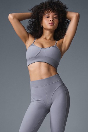 Sujetador Deportivo Alo Yoga Alosoft Head Start Mujer Fog | España HGEN-63259