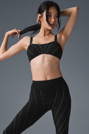 Sujetador Deportivo Alo Yoga Alosoft Sunray Mujer Negras Blancas | España MCKG-73240