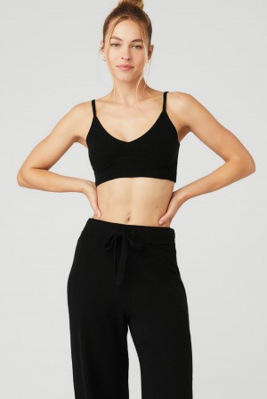 Sujetador Deportivo Alo Yoga Cashmere Jet Set Mujer Negras | España AHYW-20581