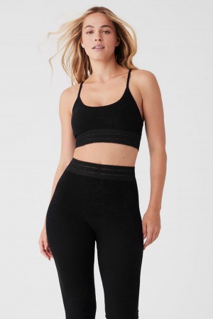 Sujetador Deportivo Alo Yoga Seamless Luxe Terry Cuddle Mujer Negras | España IZWT-14825