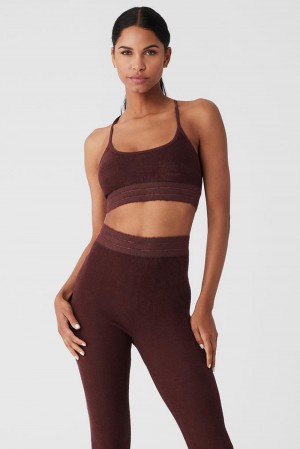 Sujetador Deportivo Alo Yoga Seamless Luxe Terry Cuddle Mujer Cherry Cola | España GDPN-48962