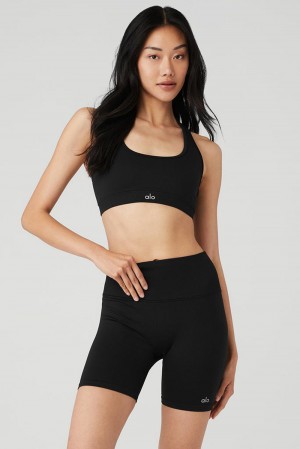 Sujetador Deportivo Alo Yoga Seamless Ribbed Mujer Negras | España ONGX-58402