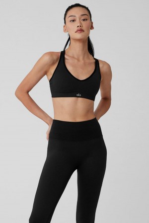 Sujetador Deportivo Alo Yoga Seamless Ribbed Favorite Mujer Negras | España IFXB-72986