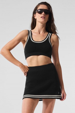 Sujetador Deportivo Alo Yoga Tennis Club Sweater Knit Mujer Negras | España GFKP-67409