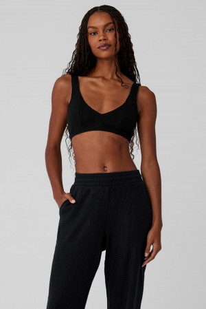 Sujetador Deportivo Alo Yoga Waffle Weekend Escape Mujer Negras | España TIKW-05364