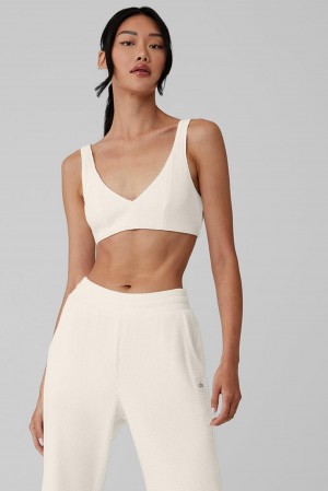 Sujetador Deportivo Alo Yoga Waffle Weekend Escape Mujer Ivory | España YQBC-27935