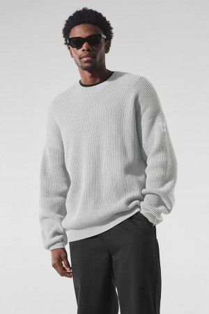 Suéteres Alo Yoga Domain Rib Knit Crew Hombre Gris | España NQYC-52186