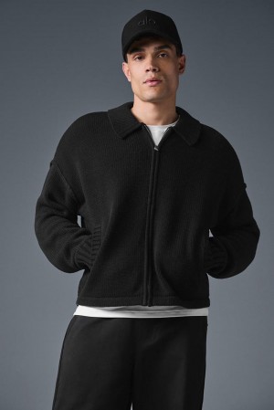 Suéteres Alo Yoga Heritage Full Zip Hombre Negras | España MVAE-36520