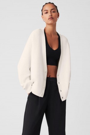 Suéteres Alo Yoga Scholar Cardigan Mujer Ivory | España DUHA-46301