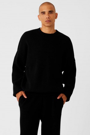 Suéteres Alo Yoga Scholar Crew Neck Hombre Negras | España EJTD-86915