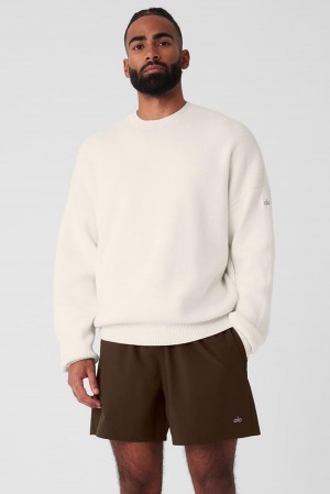 Suéteres Alo Yoga Scholar Crew Neck Hombre Ivory | España GIPR-09426