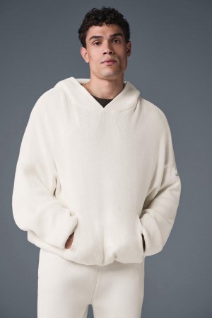 Suéteres Alo Yoga Scholar Hooded Hombre Ivory | España XQVG-45612