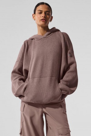 Suéteres Alo Yoga Scholar Hooded Mujer Mushroom Heather | España WSJP-43981