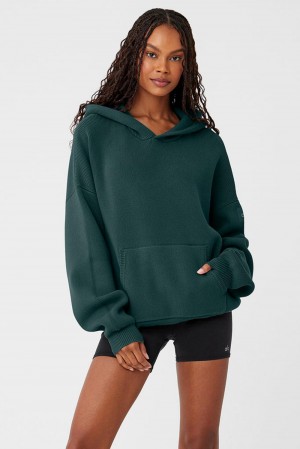Suéteres Alo Yoga Scholar Hooded Mujer Verde | España HOGC-60475