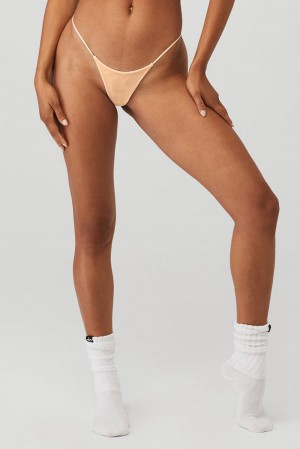 Tanga Alo Yoga Airmesh Venus Mujer Champagne | España BIEQ-79018
