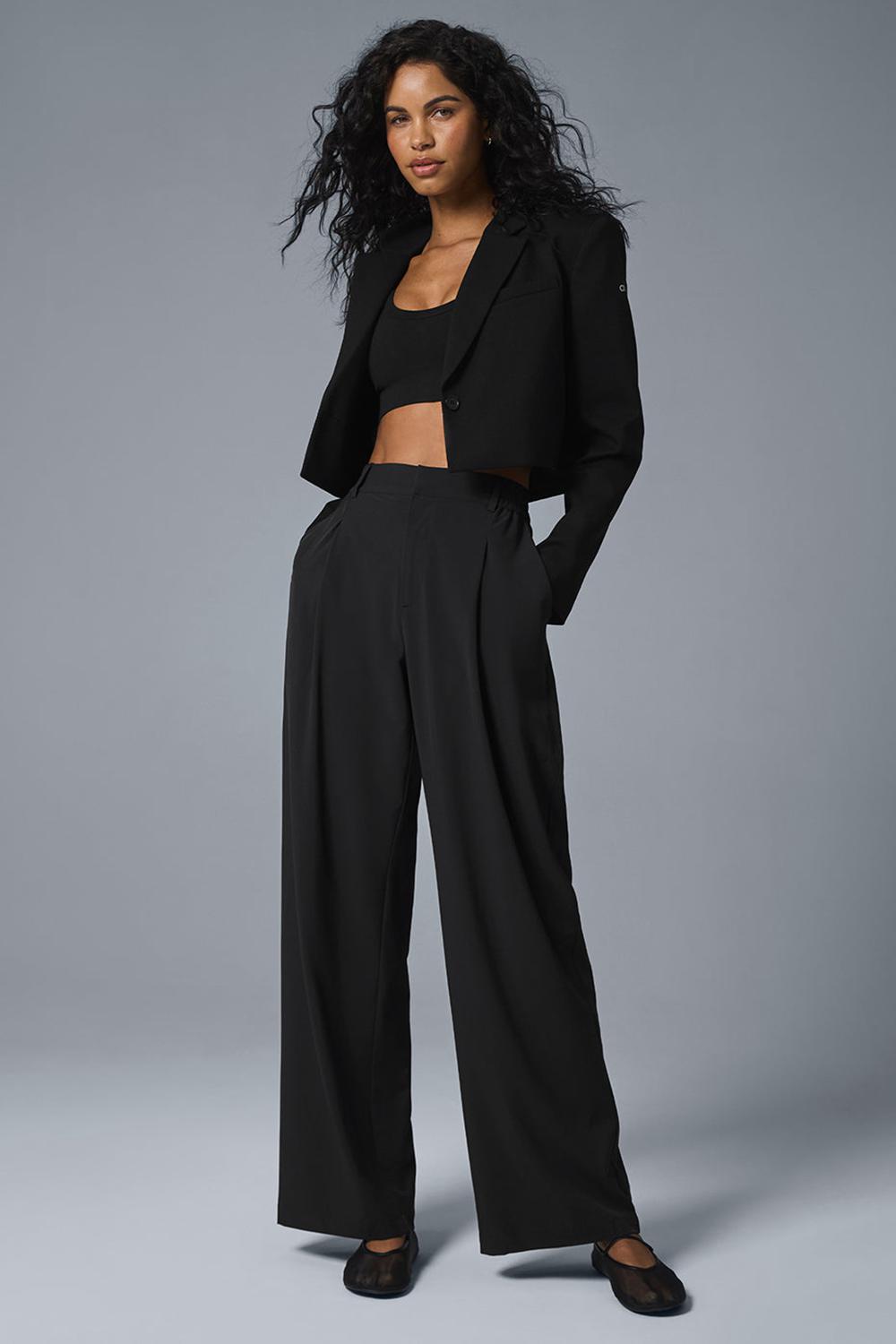 Blazers Alo Yoga Cropped First-Class Mujer Negras | España  LHFA-80935
