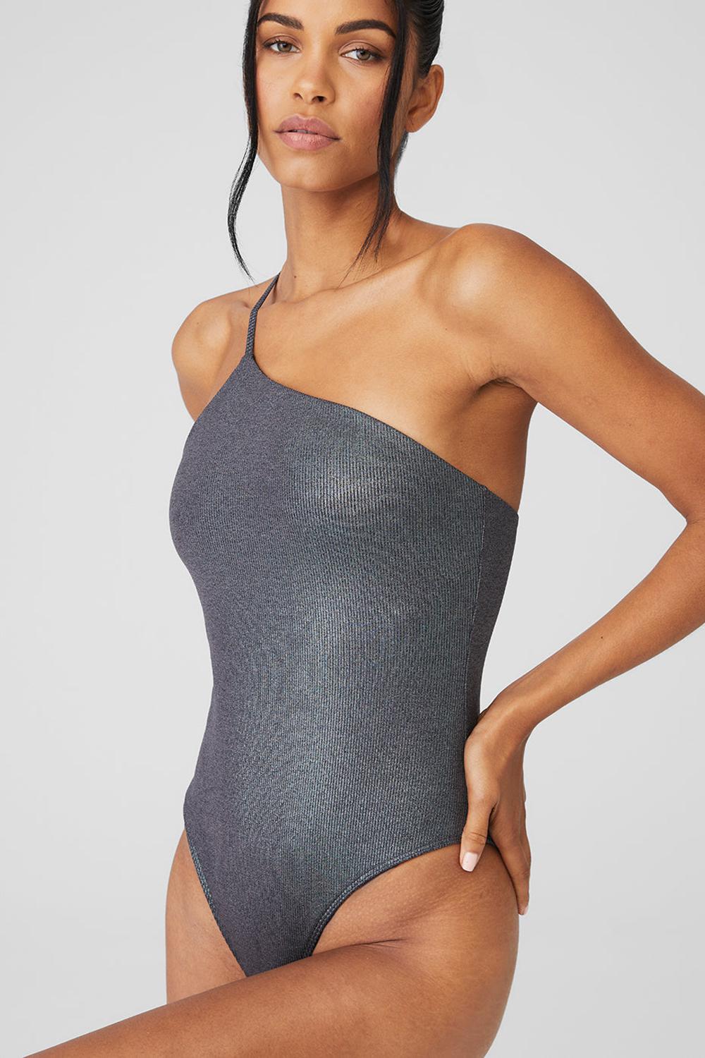 Body Alo Yoga Alosoft Ribbed Shimmer Plie Mujer Gris Oscuro | España  VHLY-97156