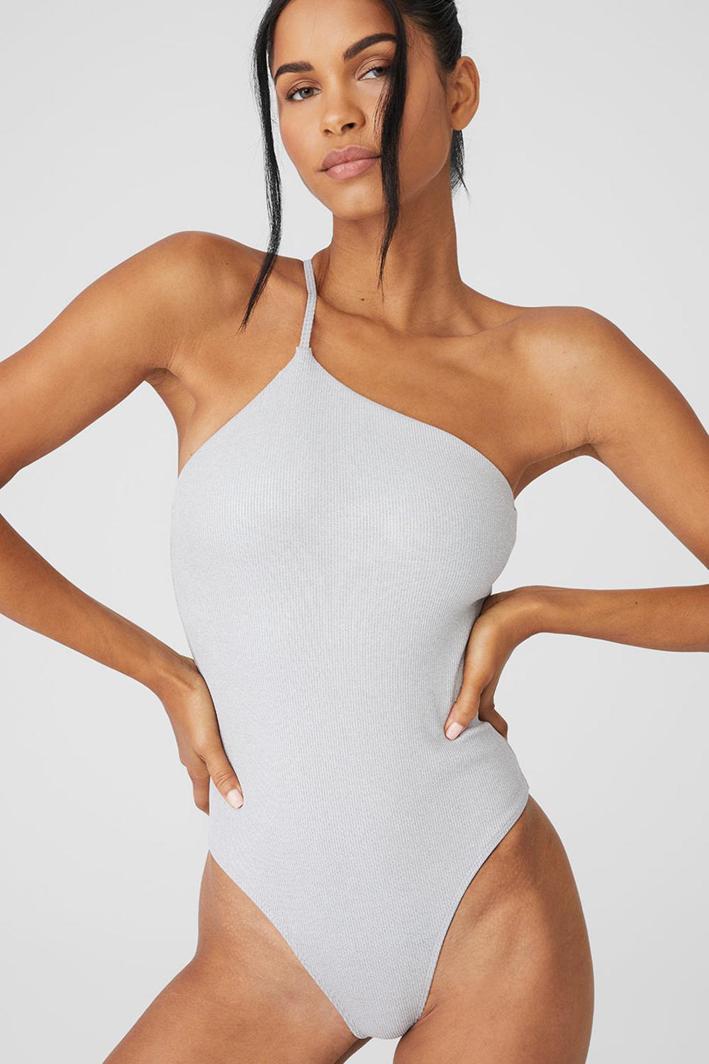 Body Alo Yoga Alosoft Ribbed Shimmer Plie Mujer Gris Claro | España  XKTJ-06854