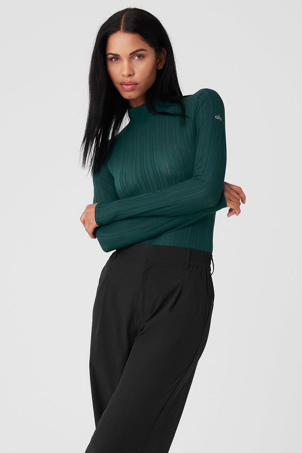 Body Alo Yoga Euphoria Long Sleeve Mujer Verde | España  VXSN-34257