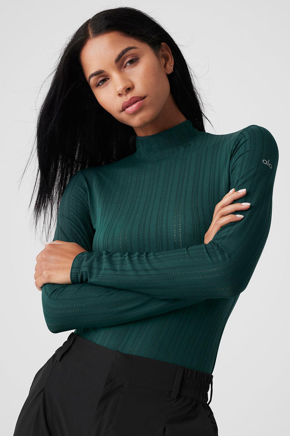 Body Alo Yoga Euphoria Long Sleeve Mujer Verde | España  VXSN-34257