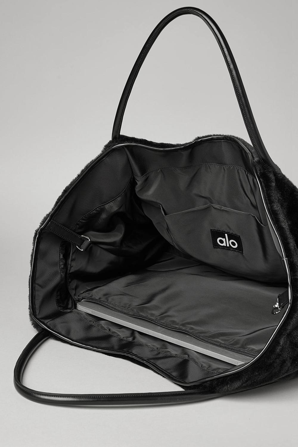Bolso Tote Alo Yoga Faux Fur Mujer Negras | España  VBEZ-62753