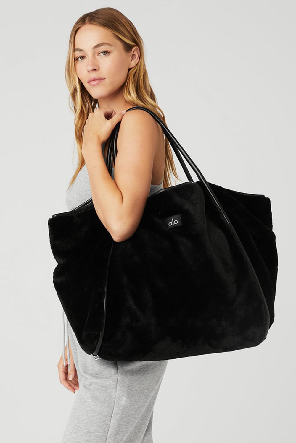 Bolso Tote Alo Yoga Faux Fur Mujer Negras | España  VBEZ-62753