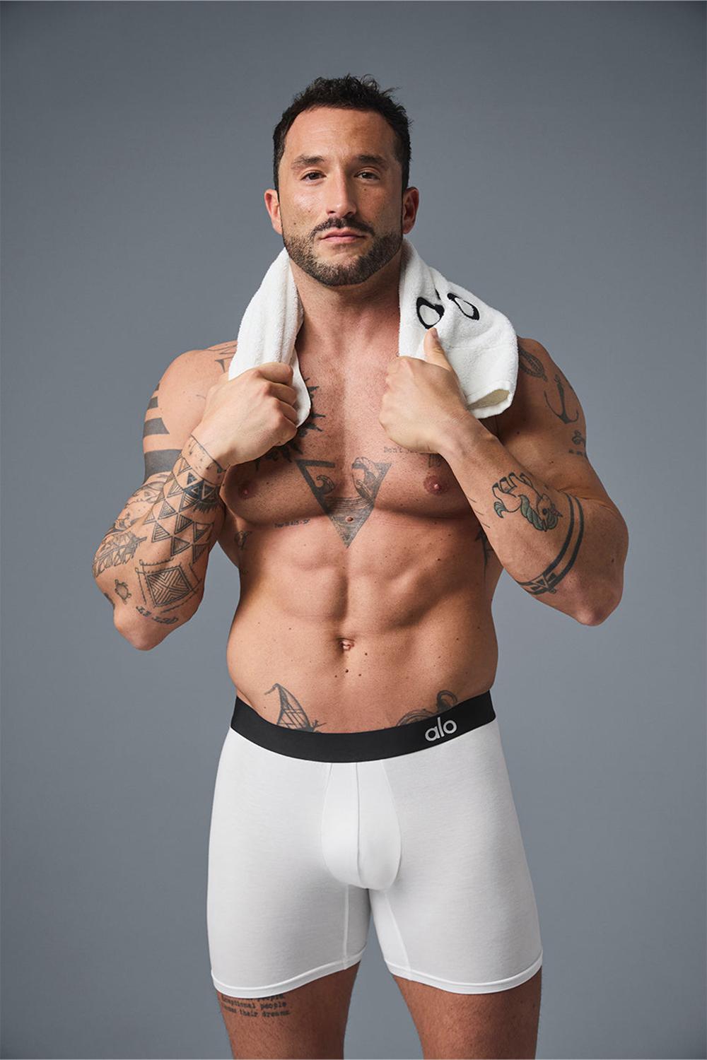 Boxer Alo Yoga Day and Night Hombre Blancas | España  QFDX-83206