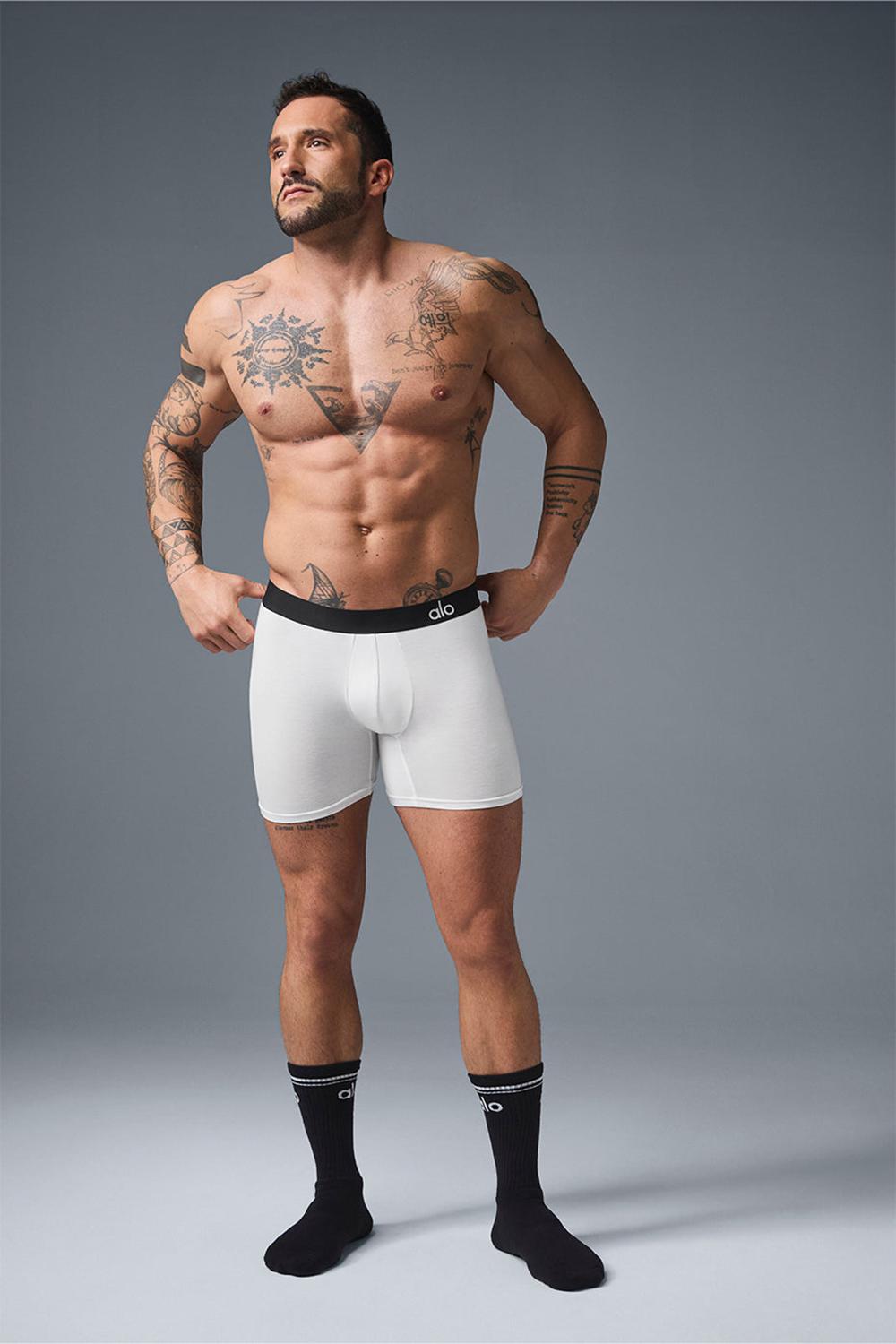 Boxer Alo Yoga Day and Night Hombre Blancas | España  QFDX-83206