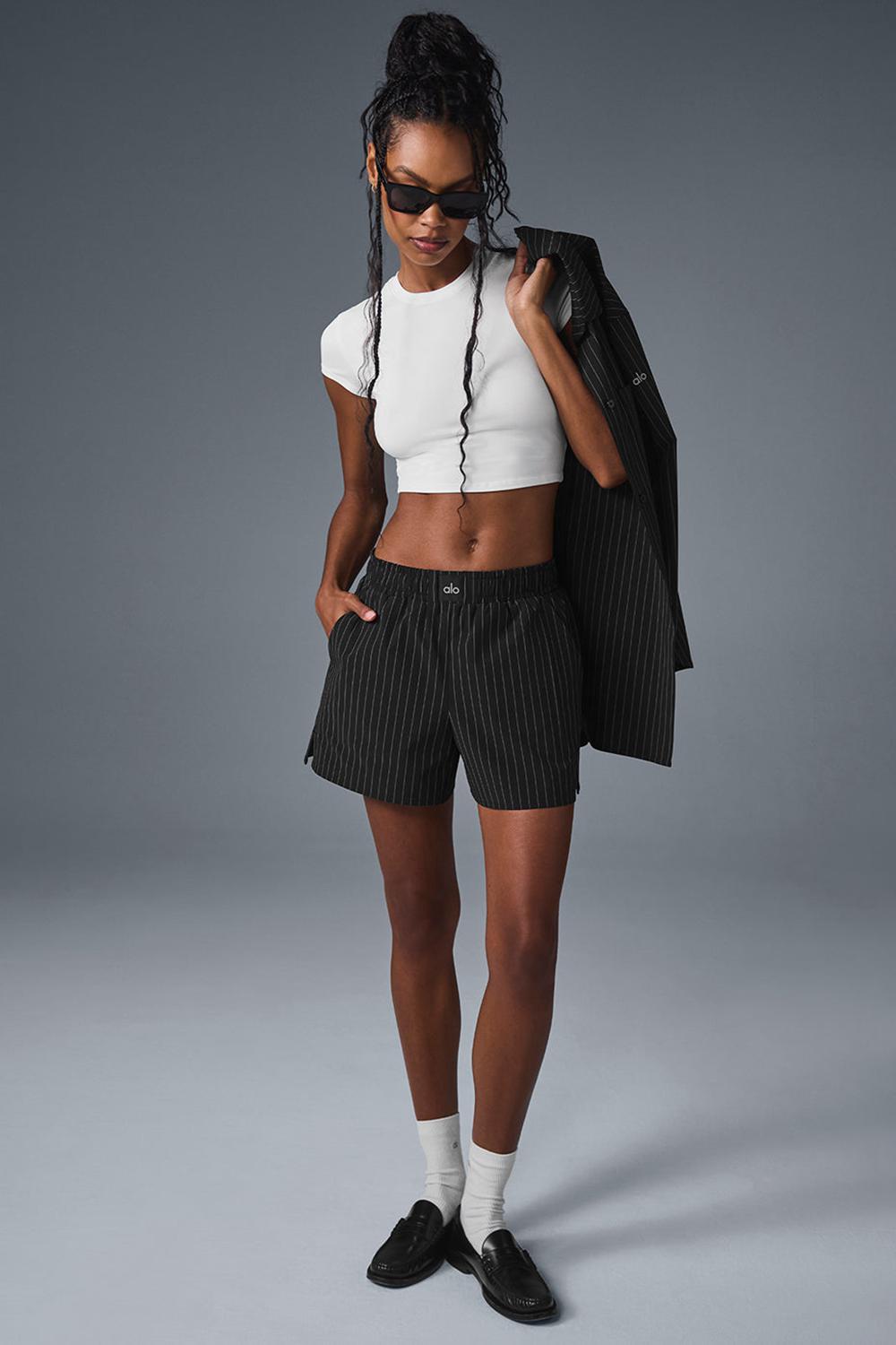 Boxer Alo Yoga Pinstripe Daylight Mujer Negras Titanium | España  MWAD-46820