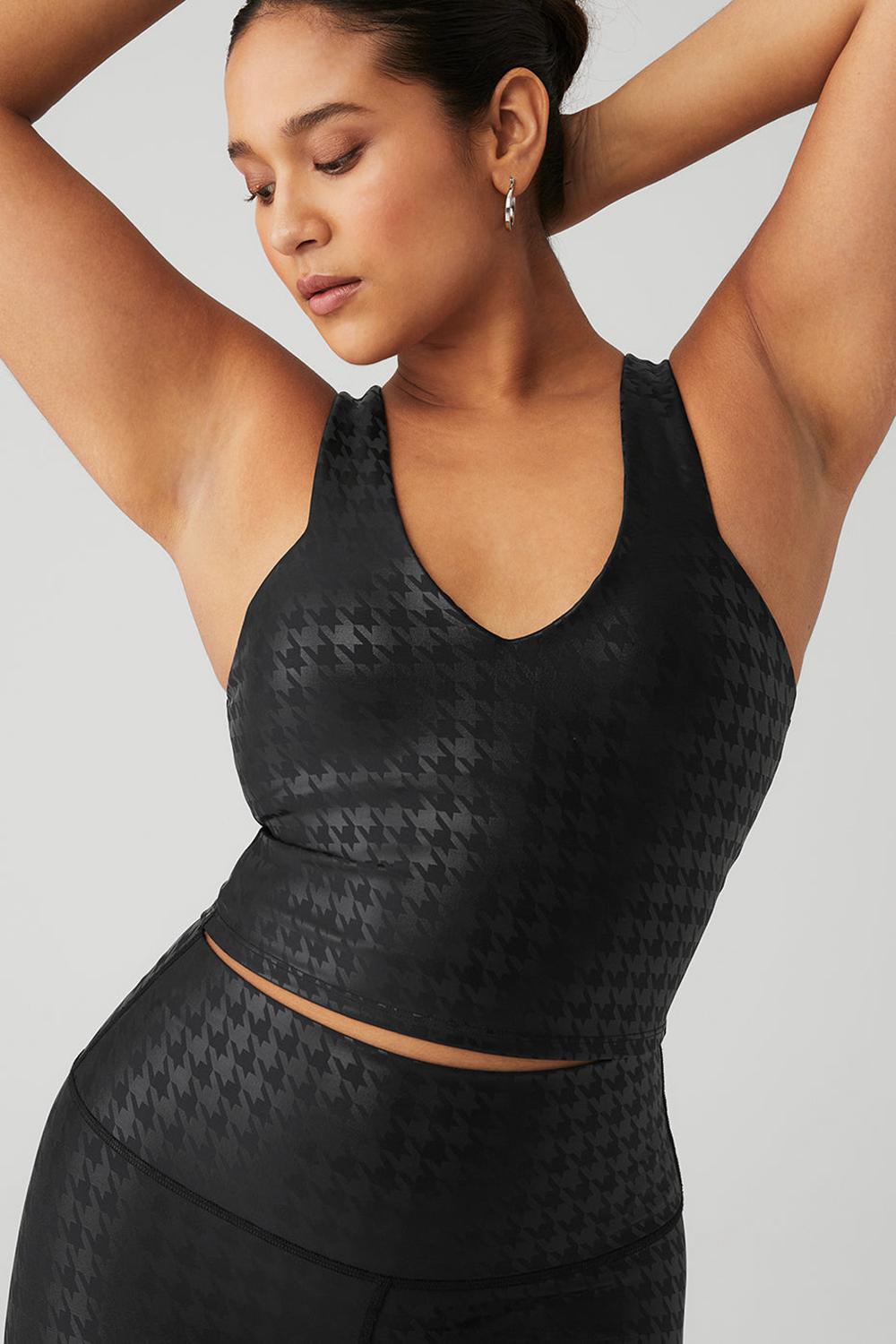 Bra Tank Alo Yoga Airlift Glimmer Houndstooth Real Mujer Negras | España  QTSD-51468