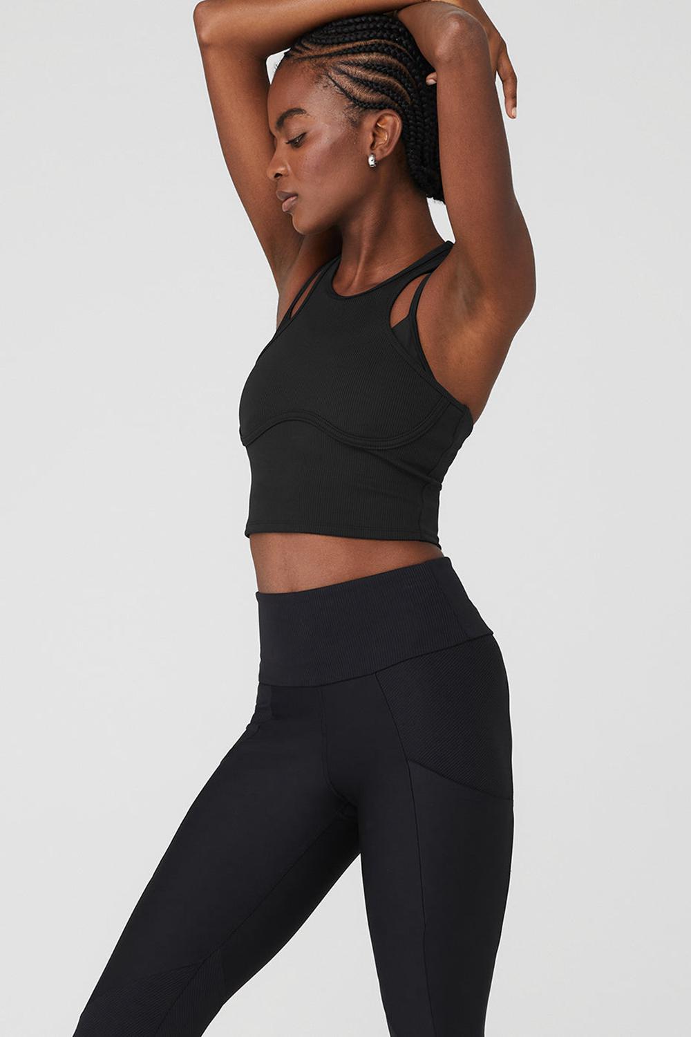 Bra Tank Alo Yoga Ribbed Airlift Enchanted Mujer Negras | España  COAL-49052