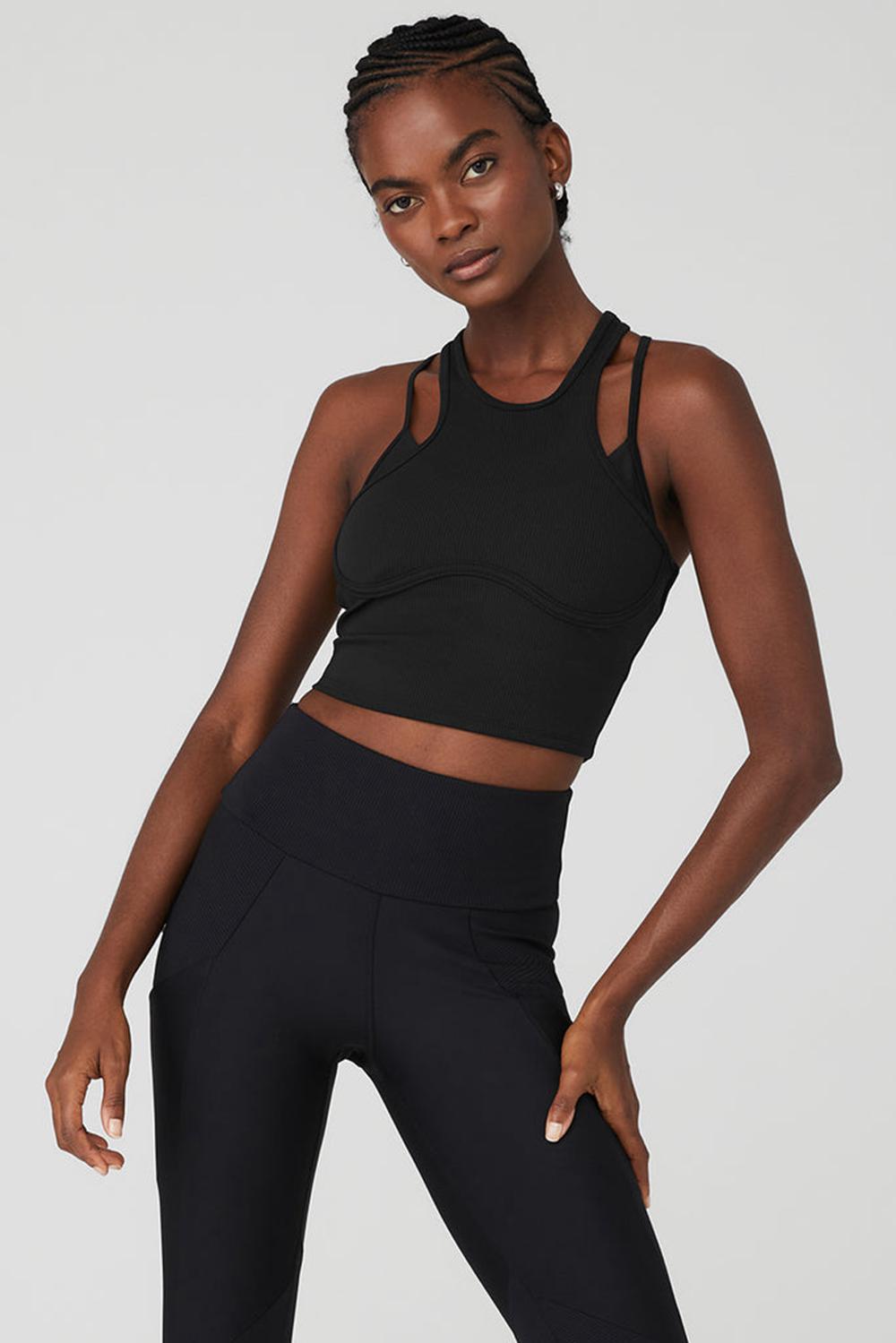 Bra Tank Alo Yoga Ribbed Airlift Enchanted Mujer Negras | España  COAL-49052