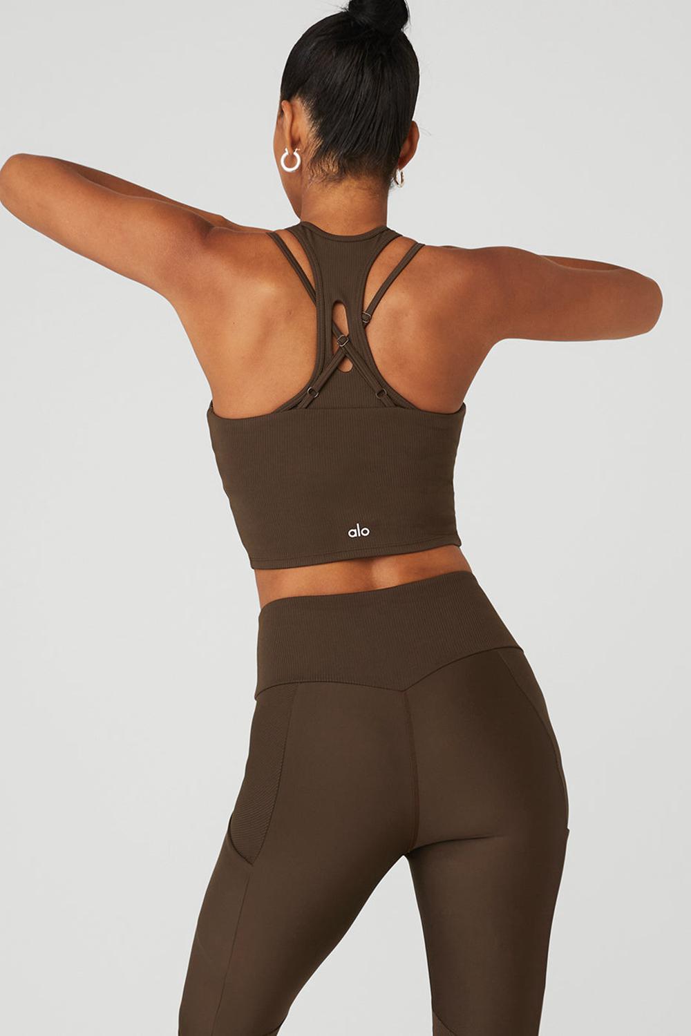 Bra Tank Alo Yoga Ribbed Airlift Enchanted Mujer Espresso | España  QZWI-69371