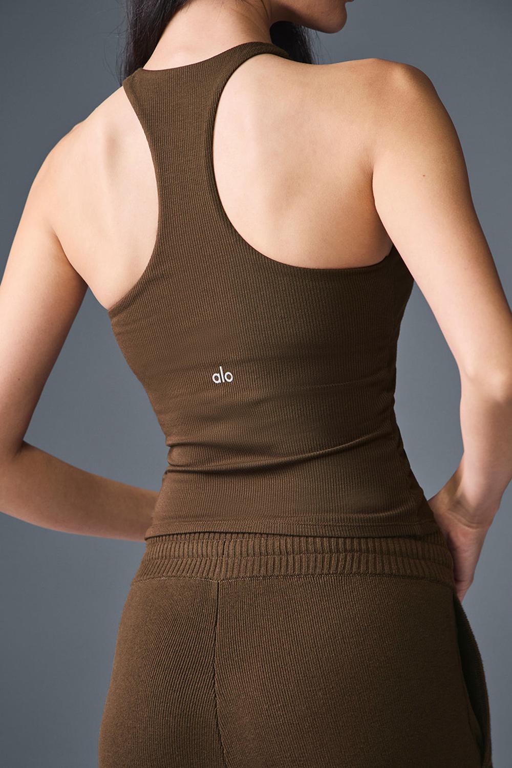 Bra Tank Alo Yoga Ribbed Mesmerize Mujer Espresso | España  SIZU-07915