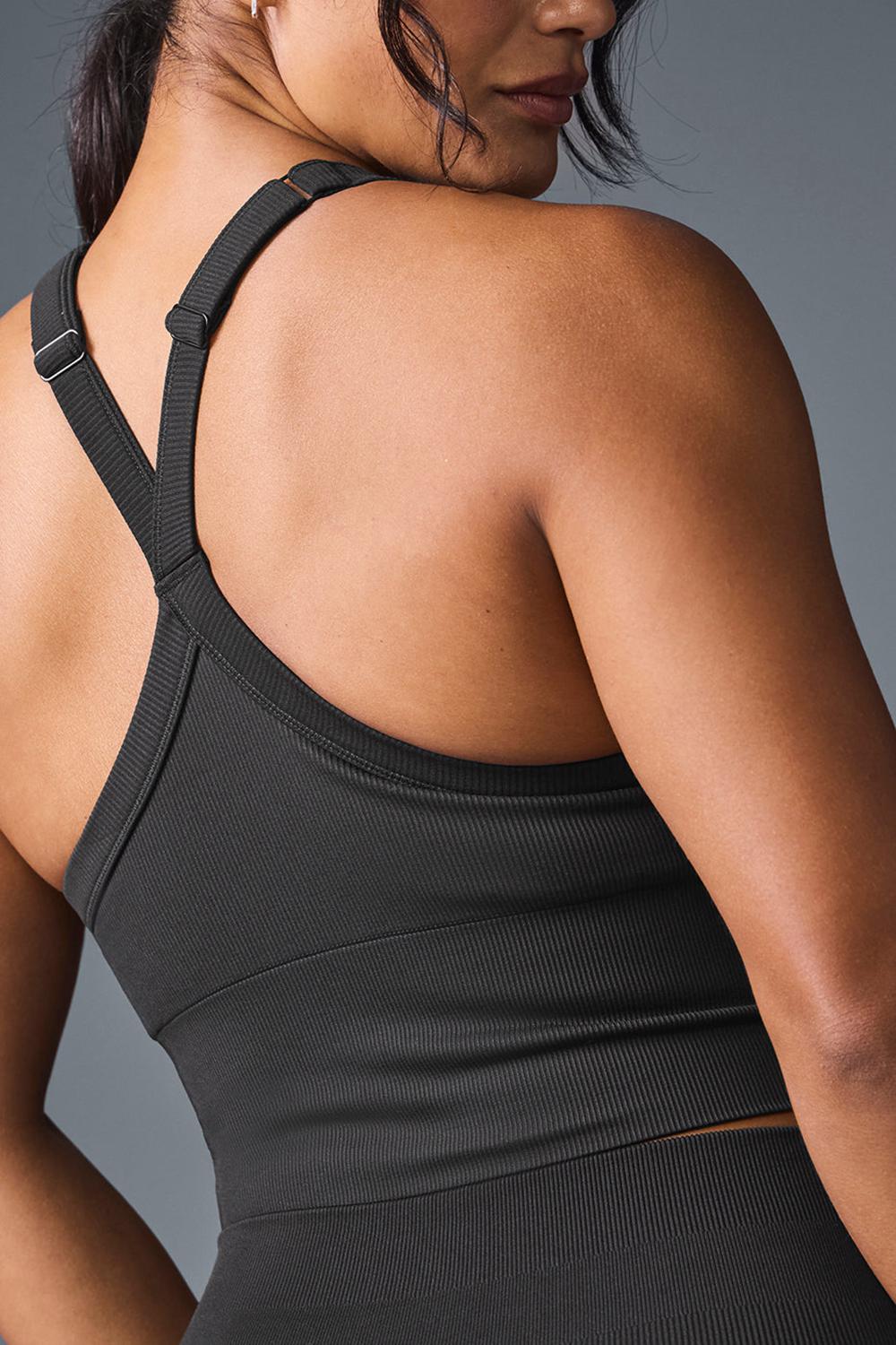Bra Tank Alo Yoga Seamless Ribbed Favorite Mujer Negras | España  WNKM-57892