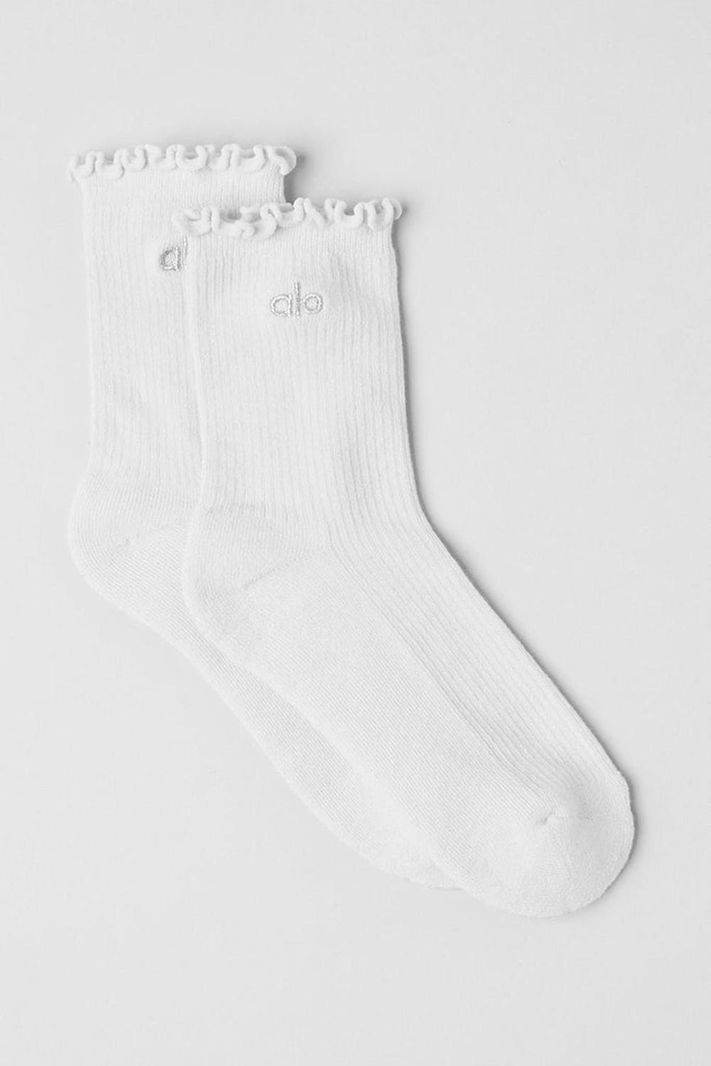 Calcetines Alo Yoga Lettuce Edge Mujer Blancas | España  RYGW-61098