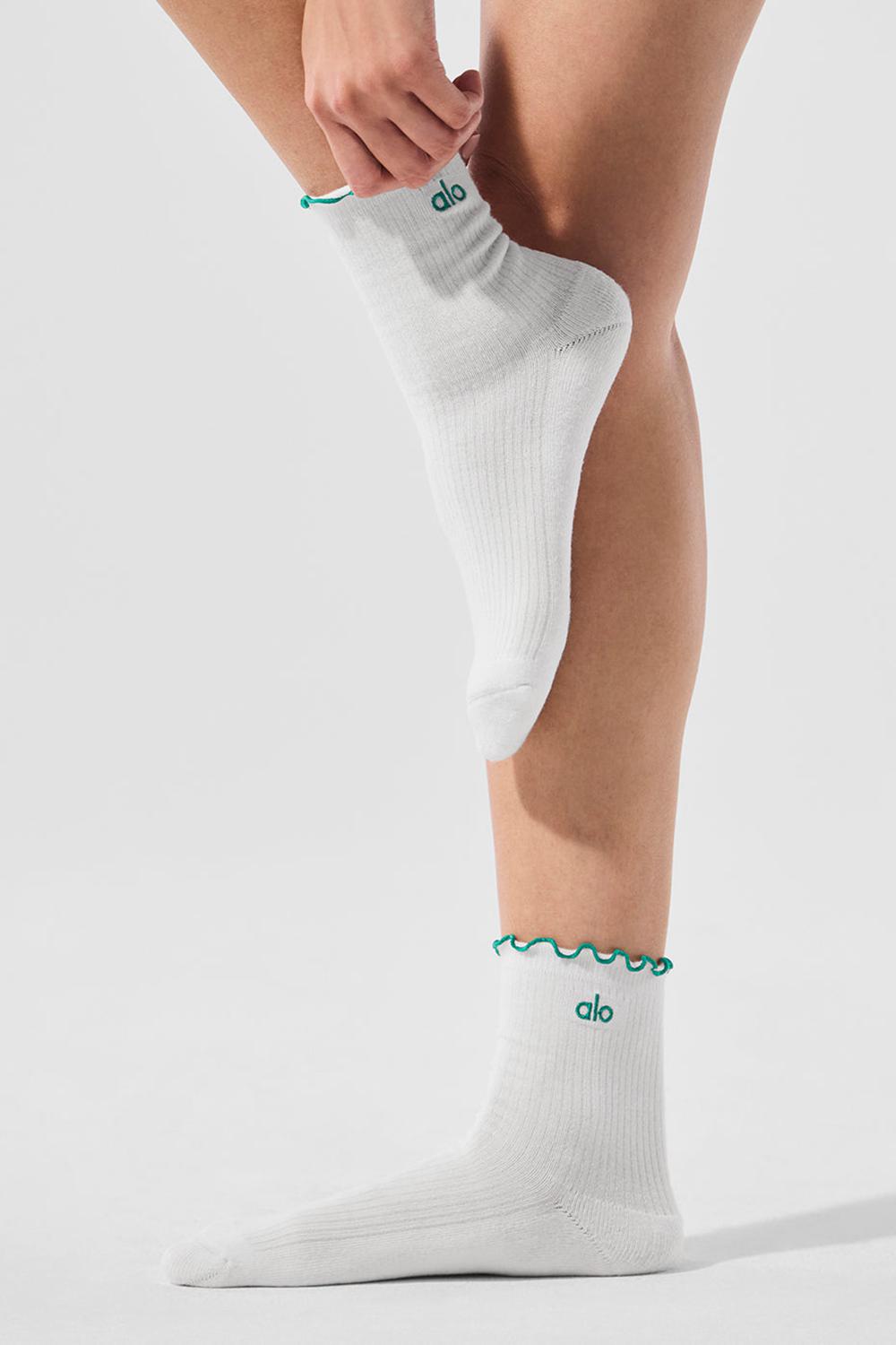 Calcetines Alo Yoga Lettuce Edge Mujer Blancas Verde | España  UYSN-41278