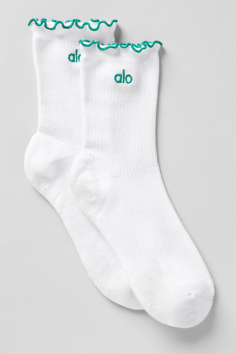 Calcetines Alo Yoga Lettuce Edge Mujer Blancas Verde | España  UYSN-41278