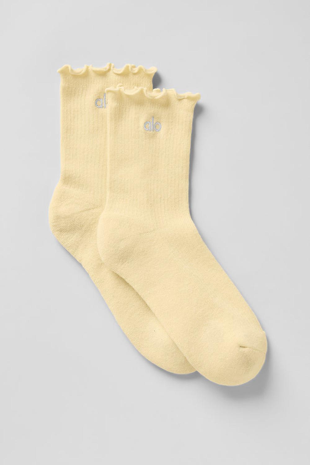 Calcetines Alo Yoga Lettuce Edge Mujer Warm Butter | España  CIMK-23549