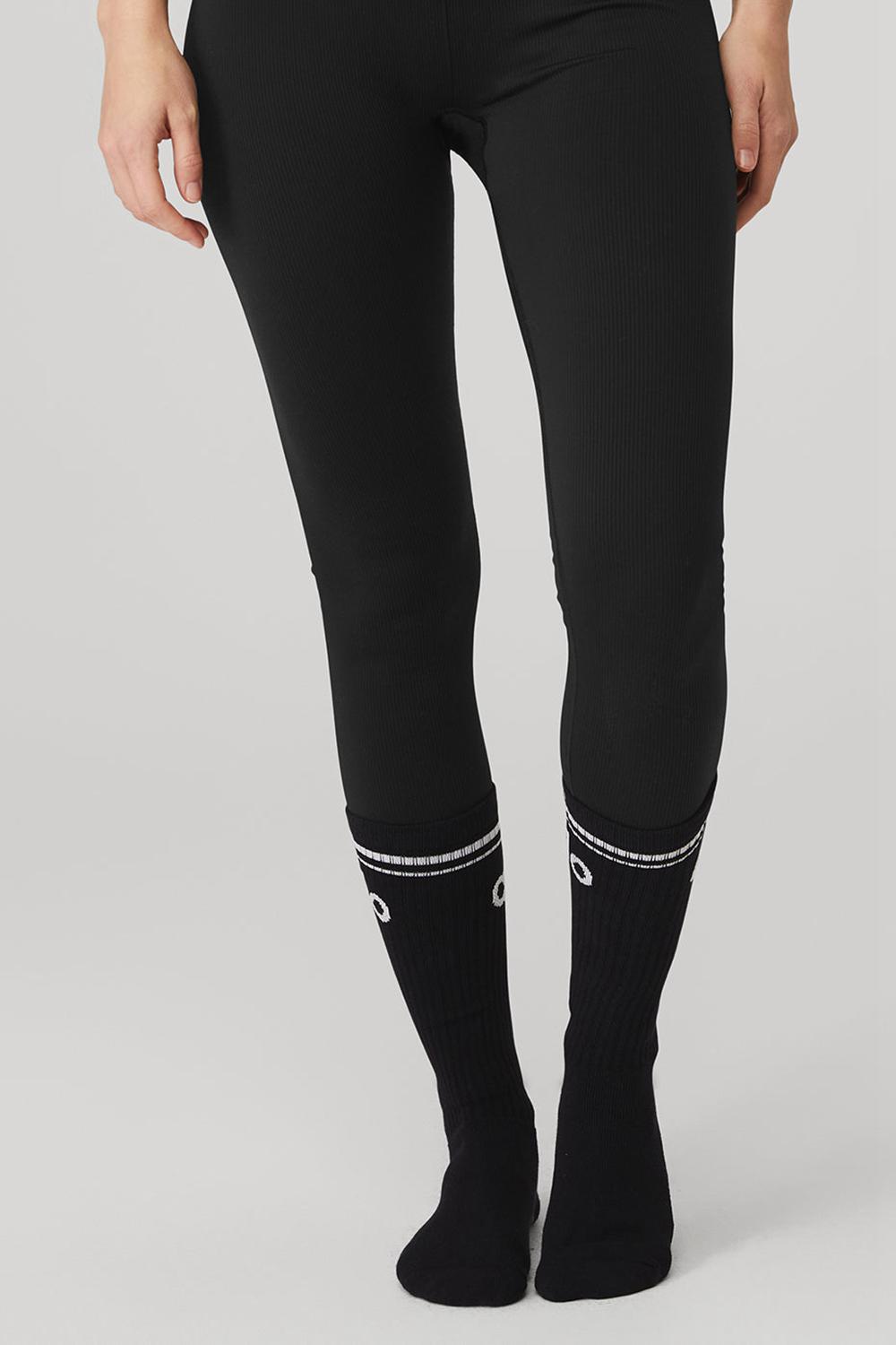 Calcetines Alo Yoga Throwback Barre Mujer Negras Blancas | España  FXPO-75942