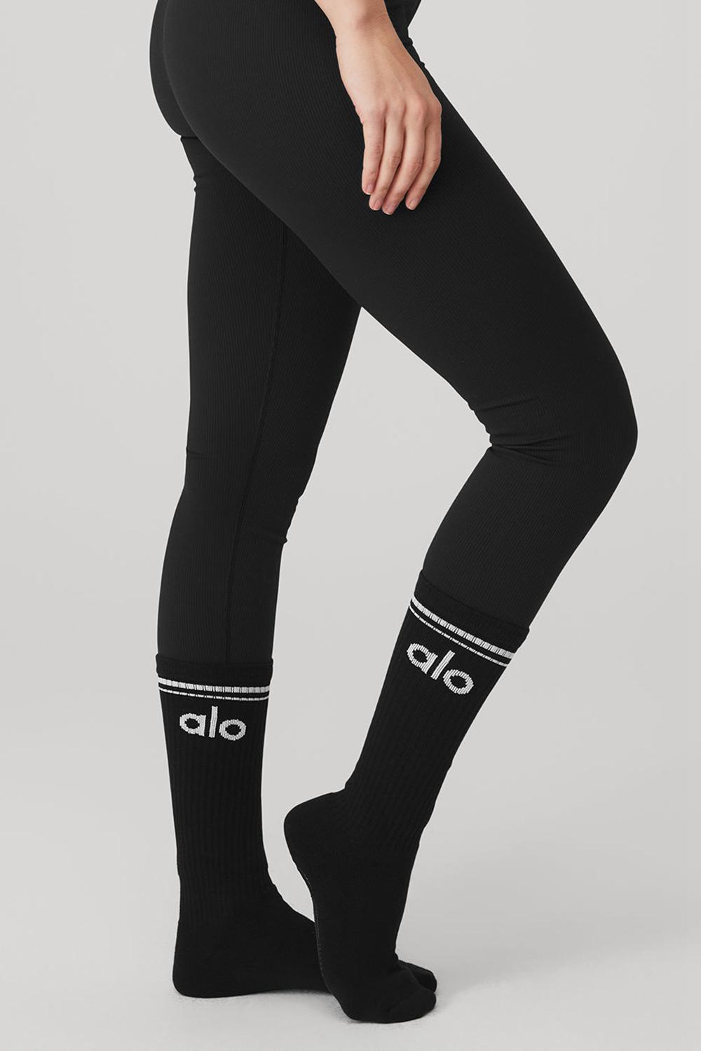 Calcetines Alo Yoga Throwback Barre Mujer Negras Blancas | España  FXPO-75942
