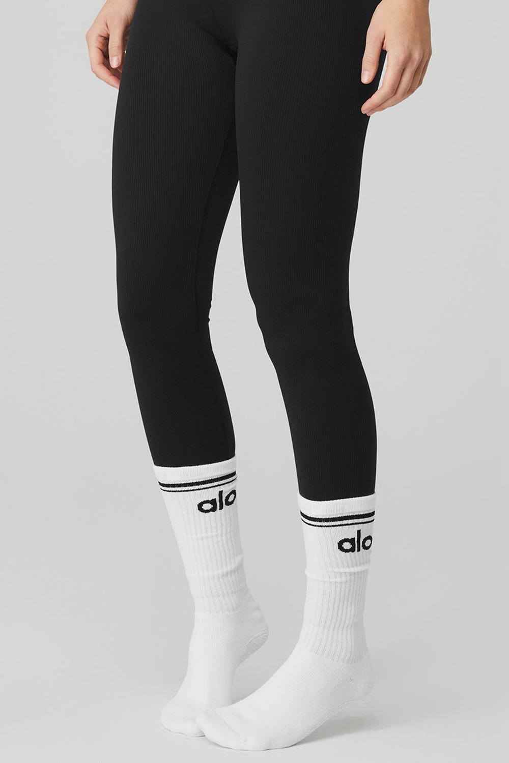 Calcetines Alo Yoga Throwback Barre Mujer Blancas Negras | España  DPIO-27806