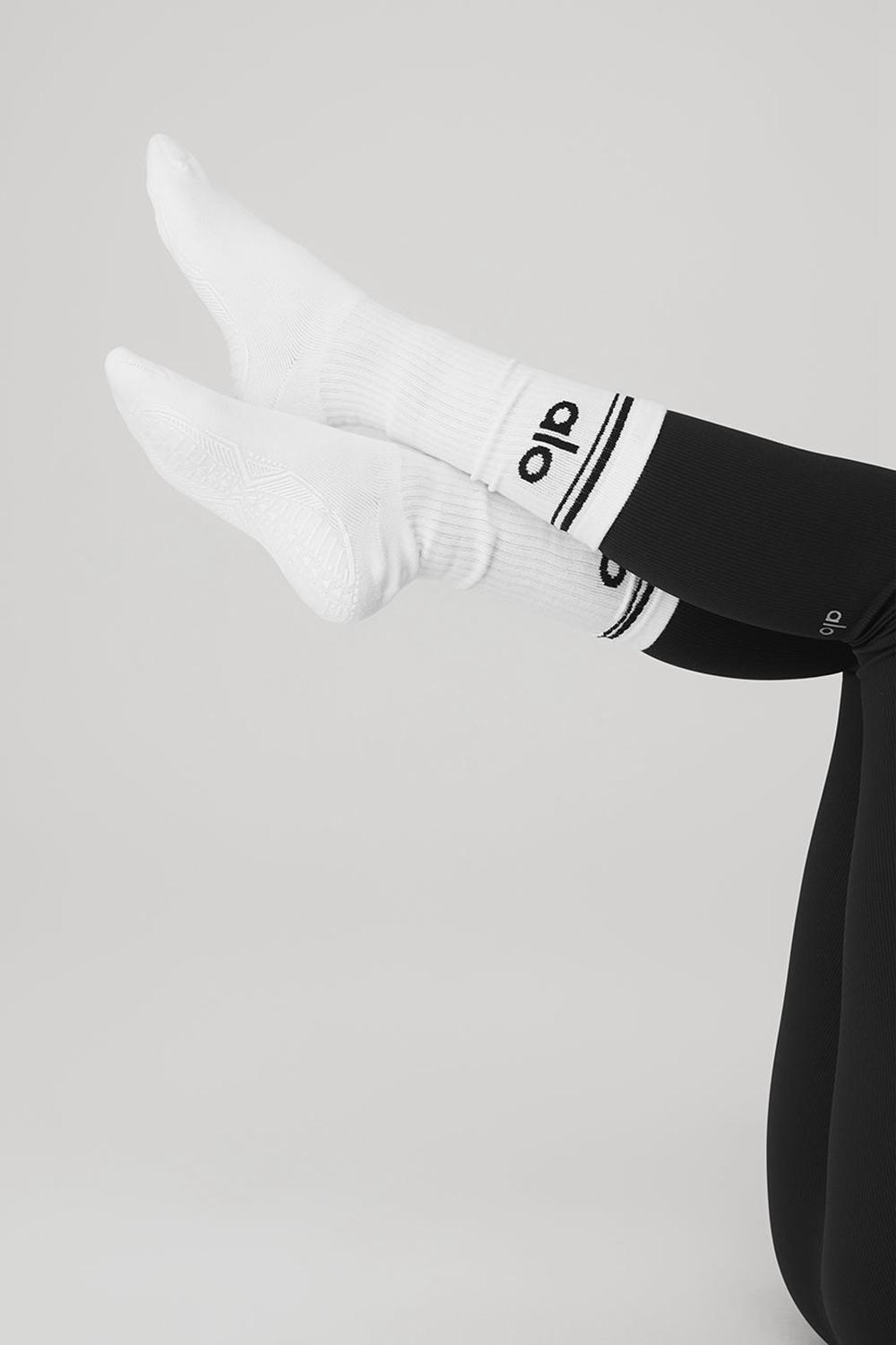Calcetines Alo Yoga Throwback Barre Mujer Blancas Negras | España  DPIO-27806