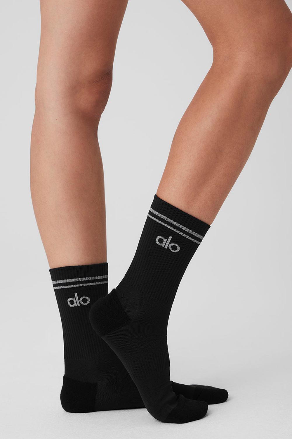Calcetines Alo Yoga Unisex Half-Crew Performance Mujer Negras | España  QTEG-79584