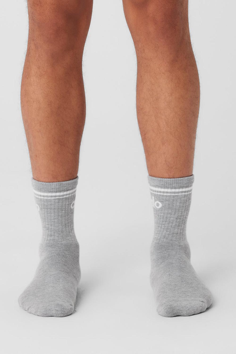 Calcetines Alo Yoga Unisex Half-Crew Throwback Mujer Gris Blancas | España  HSED-30658