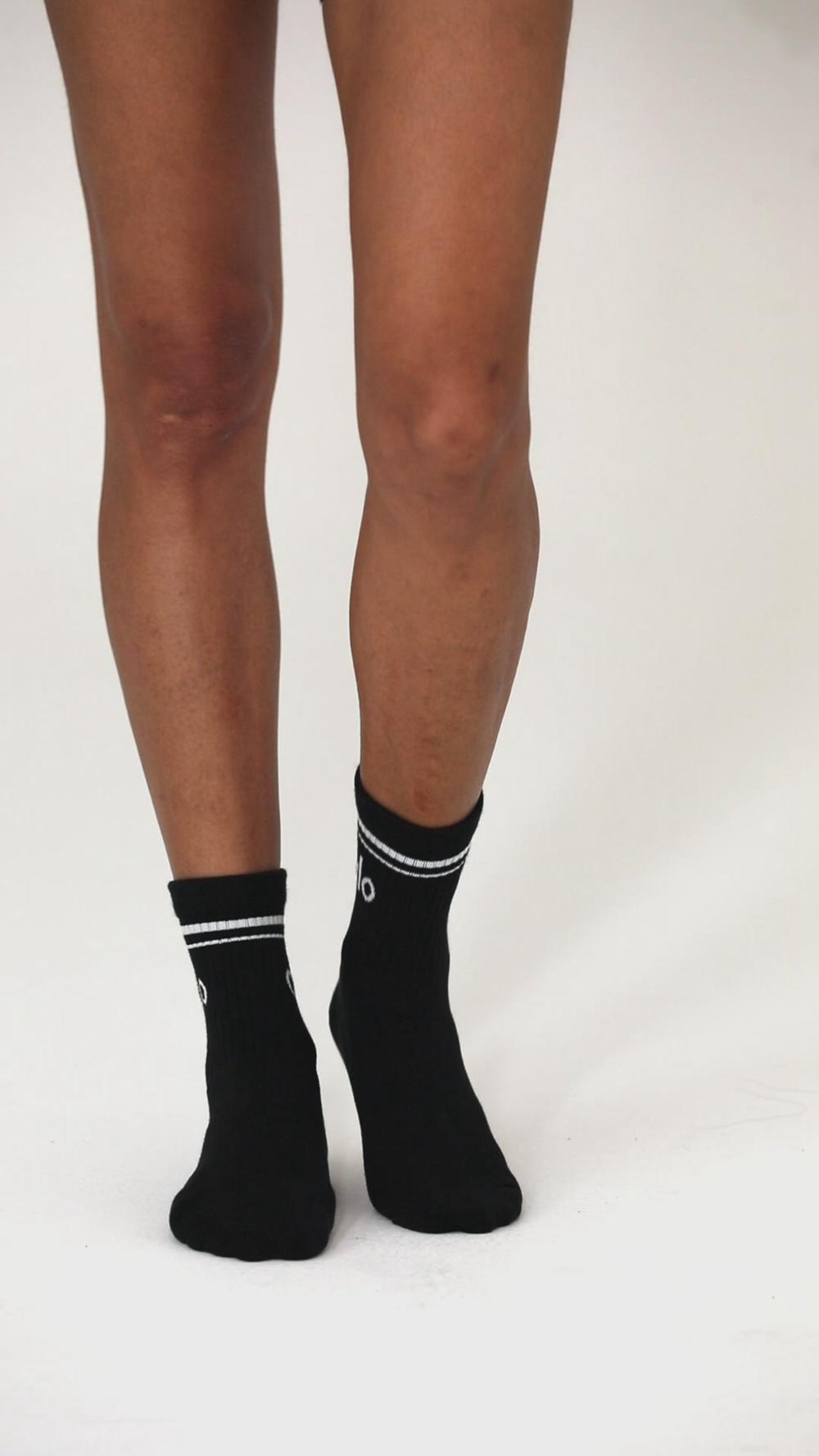 Calcetines Alo Yoga Unisex Half-Crew Throwback Mujer Gris Blancas | España  HSED-30658